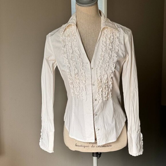 INC Stretch Retro Cotton Shirt with Crystals - Size 6 - Picture 1 of 8